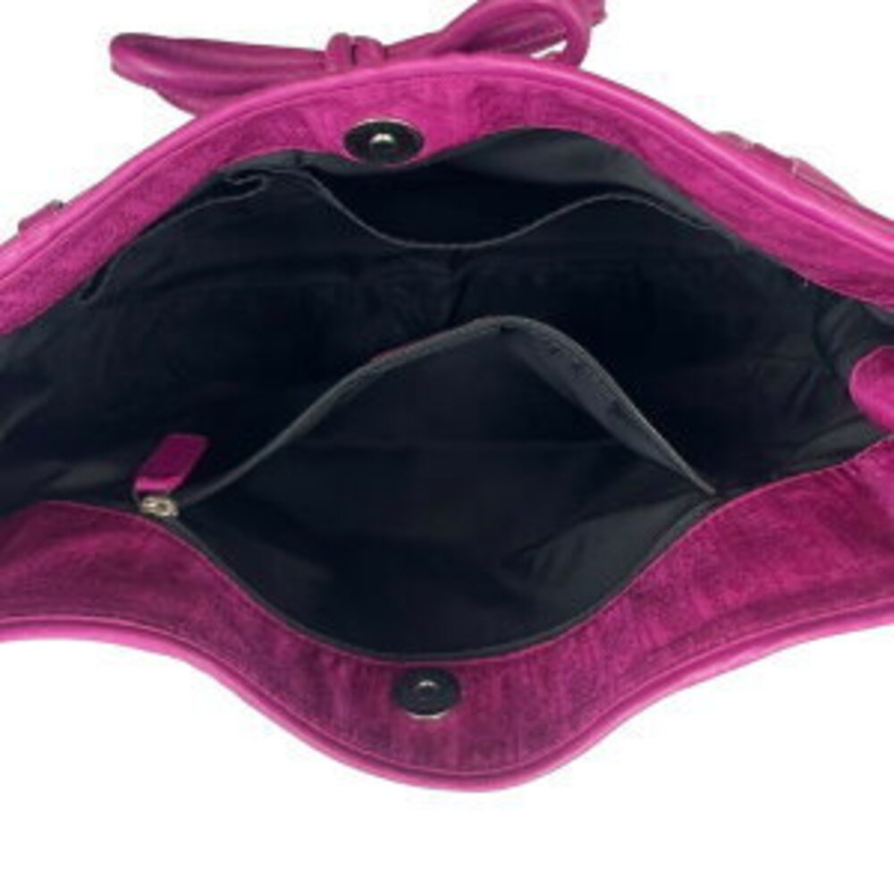 DIOR Trotter Hobo Shoulder Bag Rion Canvas Leather Pink Fuchsia - Picture 14 of 15